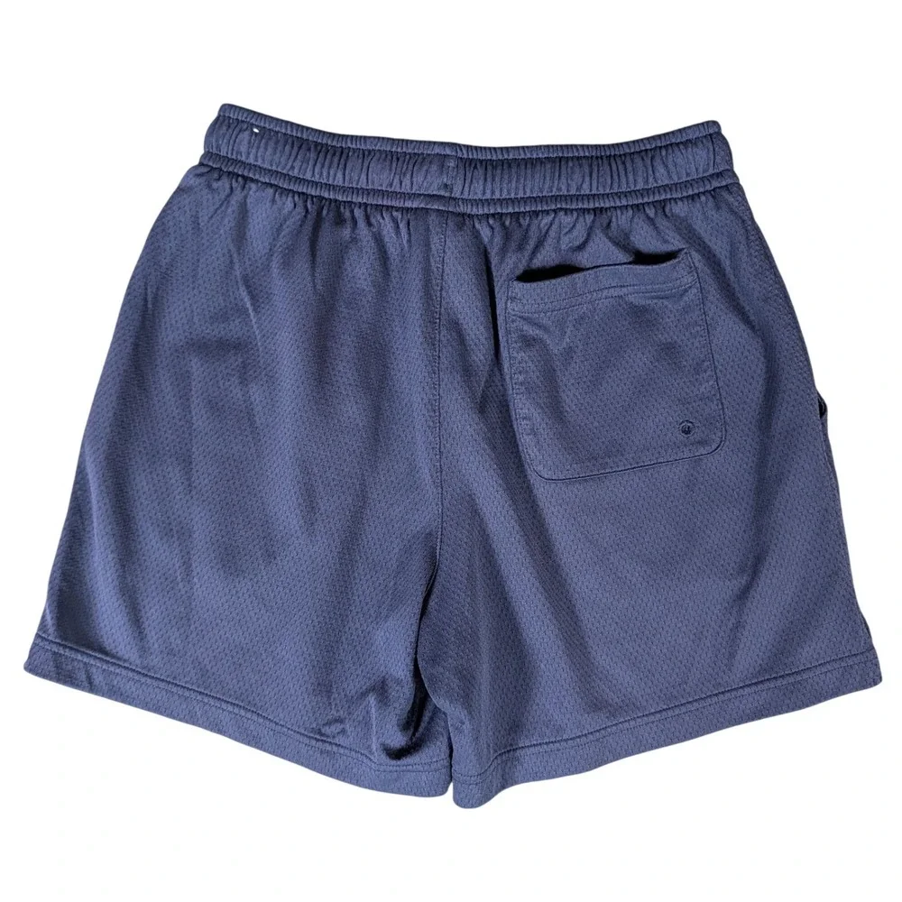 Nike Mens Mesh Athletic Shorts Navy Blue Embroidered Logo Drawstring Activewear